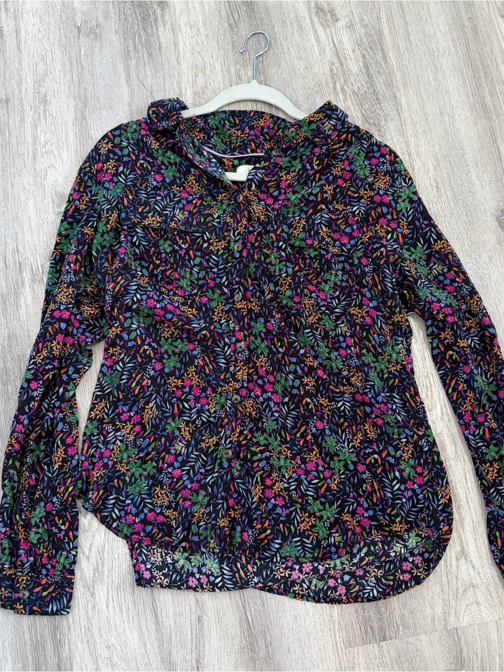 Maeve Anthropologie Amboseli Floral Button Up blouse Women 14 Lightweight Career